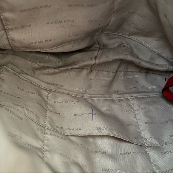 Michael Kors | Women's Red Leather Shoulder Hobo Bag - Picture 12 of 12